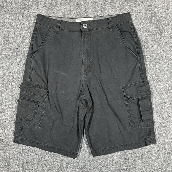 Vintage Genes Cargo Shorts 32 Black‎ Flat Front original Stacked Cargo 1891 - Picture 1 of 14